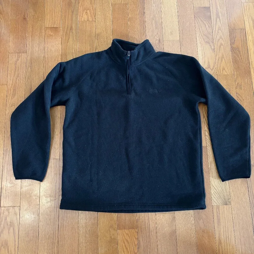 The North Face Mens XL Black Quarter Zip Pullover Fleece Jacket Sweater